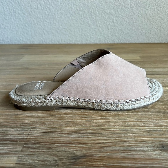 Eileen Fisher Milly Espadrille Slide Sandals 7 Beige Tan Nubuck Leather Beach - Picture 5 of 11